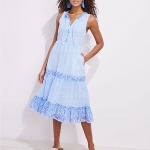 Vineyard Vines Border Print Midi Dress Size L